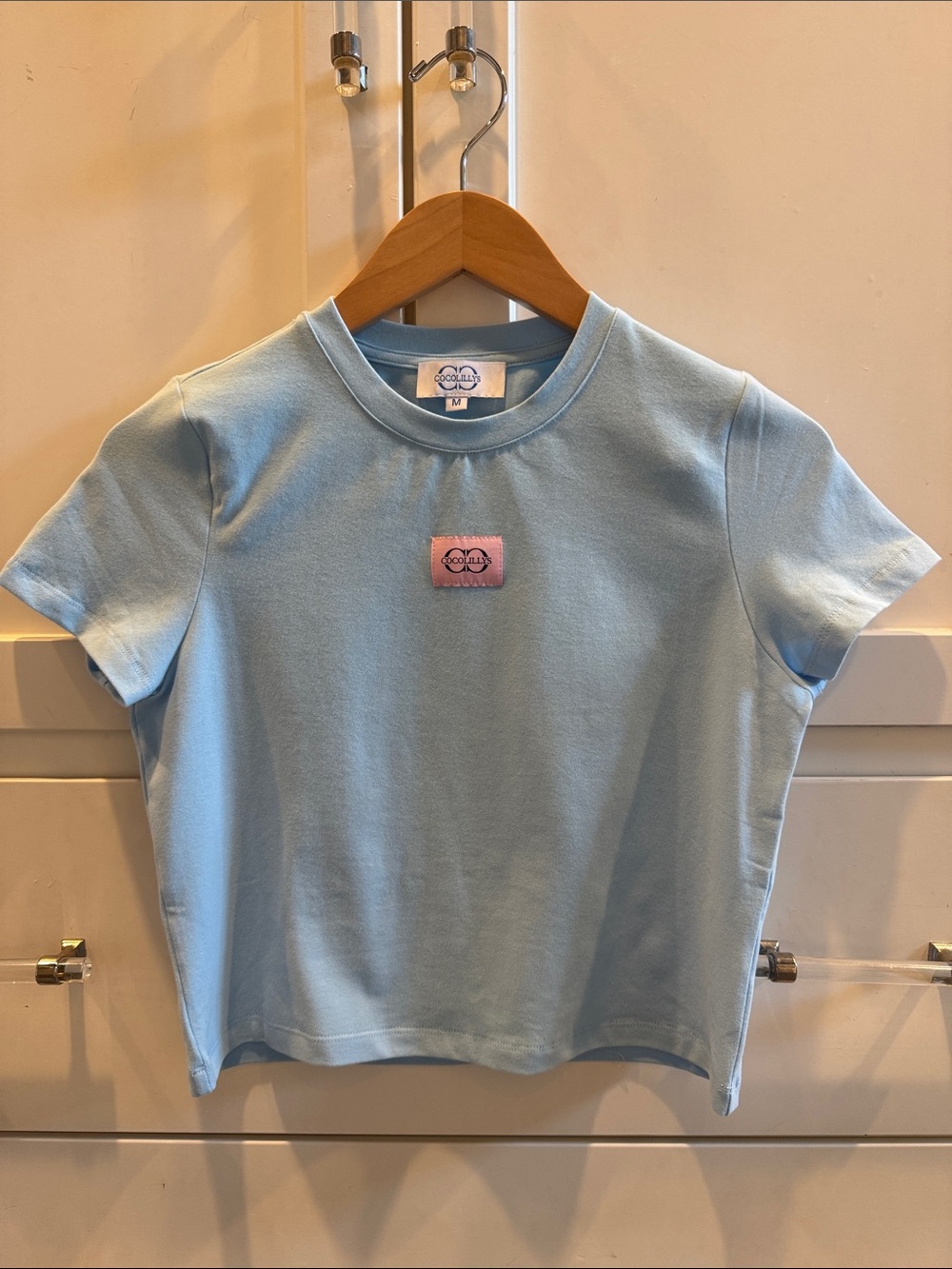 🩵 M Cocolillys Blue Short Sleeve Cropped Tee Crop in Robin Egg Sold Out!